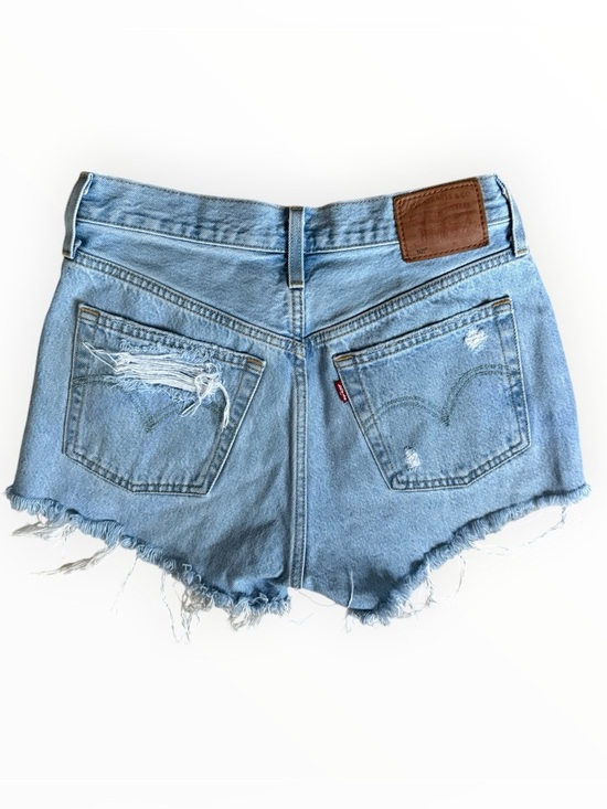 Levi's Pants - Levi's 501 Light Blue Distressed Denim Cutoff Shorts with Frayed Hem